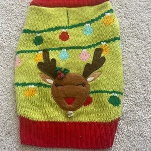 Festive Reindeer Dog Sweater - Red and Green